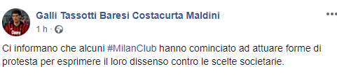 Protesta scelte societarie AC Milan per cambio allenatore