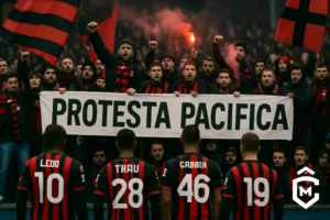 Protesta pacifica dei tifosi del Milan in occasione di Parma-Milan