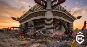 Nuovo stadio di San Siro: demolita la biglietteria Sud, i lavori sono iniziati